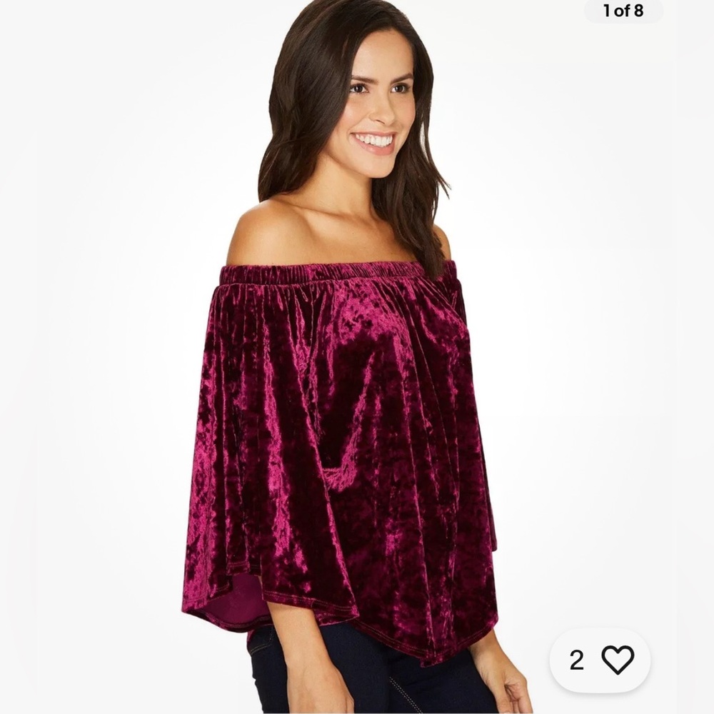 Karen Kane Women's Size M Top Velvet Wine Country Off the Shoulder Cottagecore